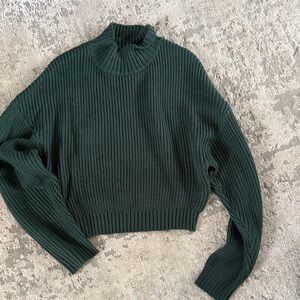 Women's Green Mock Turtleneck Sweater